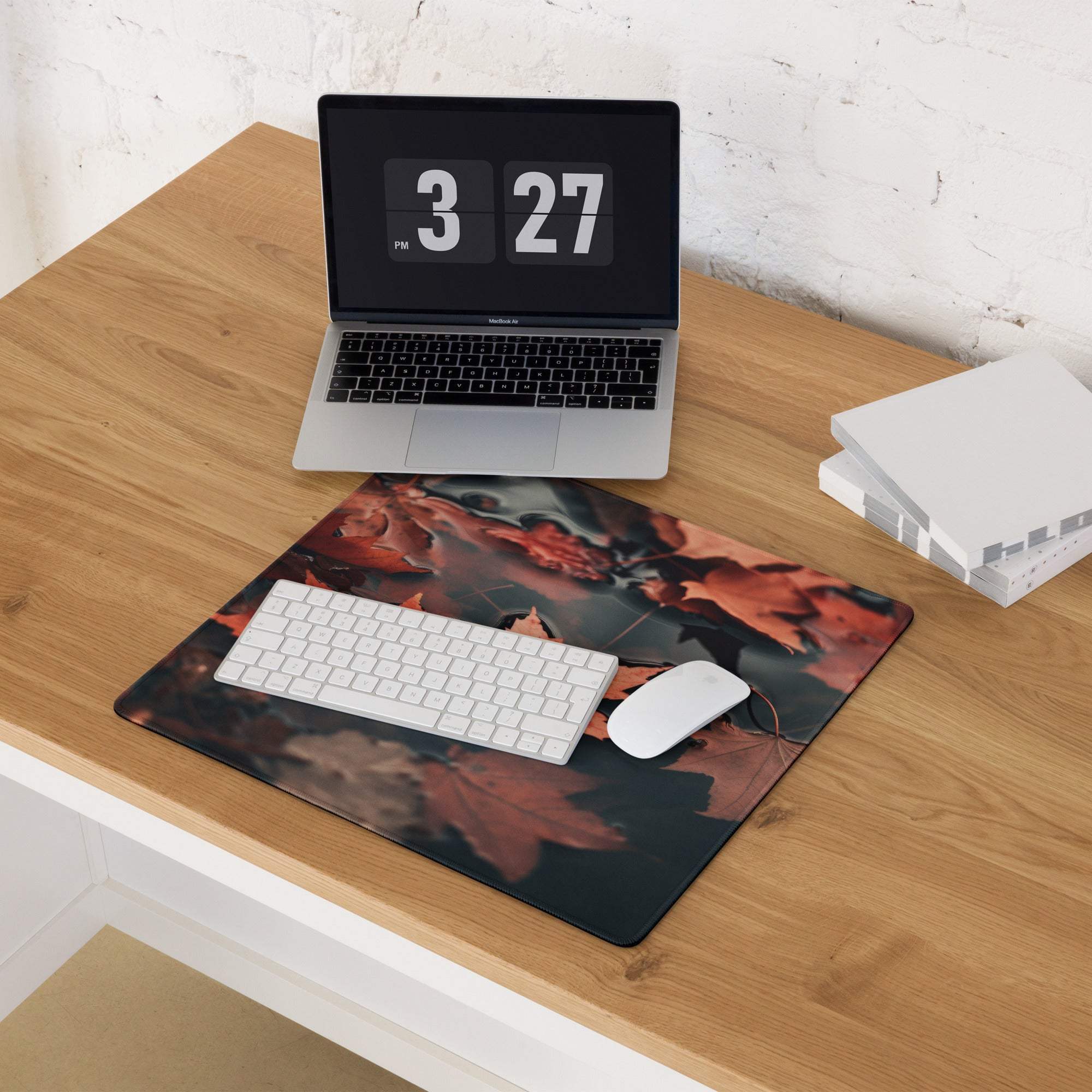 Autumn Leaves large gaming mouse pad with vibrant leaf design and non-slip base