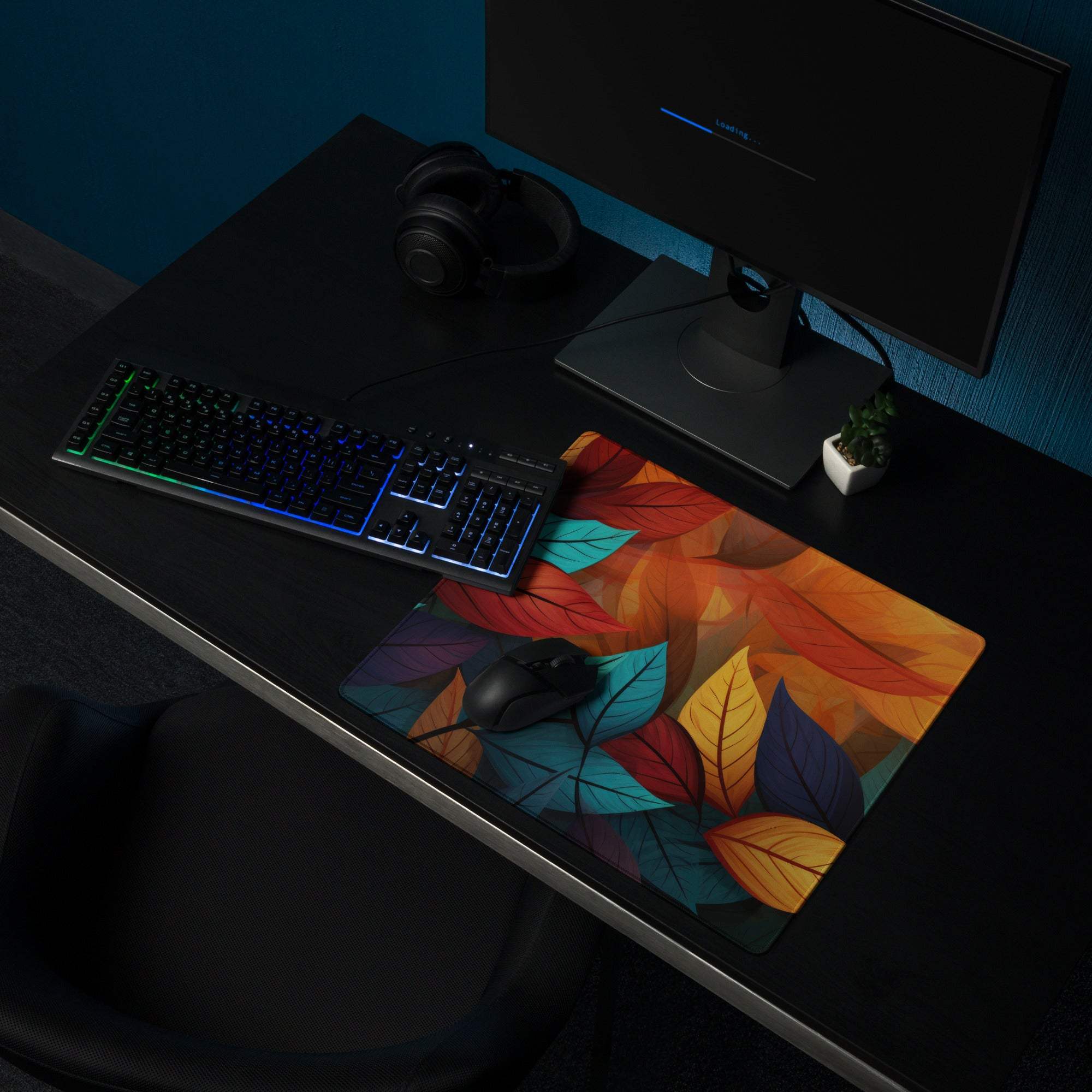 Vibrant autumn leaves gaming mouse pad large non-slip base stitched edge
