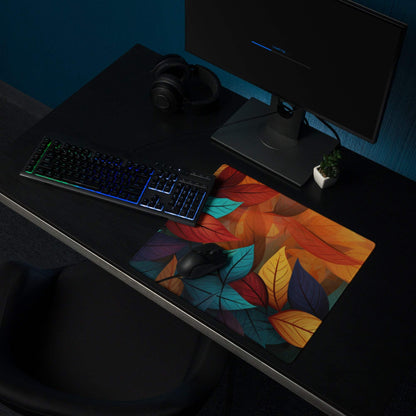 Vibrant autumn leaves gaming mouse pad large non-slip base stitched edge