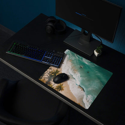 Tranquil oceanic beach aerial view gaming mouse pad with non-slip base