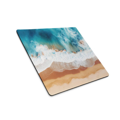 Beach turquoise wave coaster on Aerial Ocean large gaming mouse pad