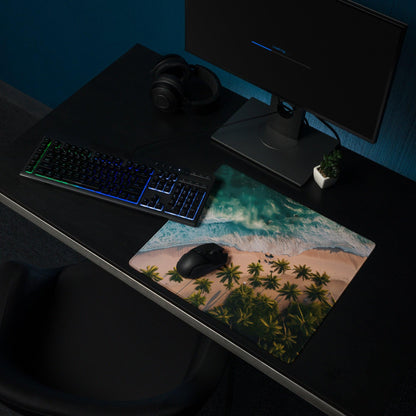 Vibrant tropical beach gaming mouse pad with non-slip base
