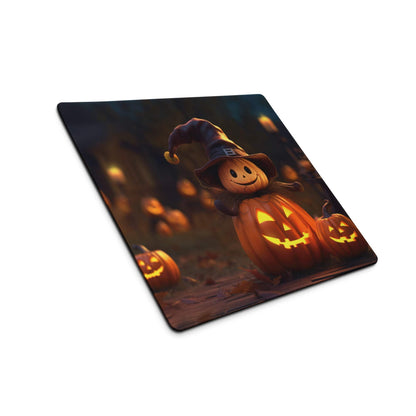 Halloween smiling scarecrow witch hat jack-o-lanterns gaming mouse pad