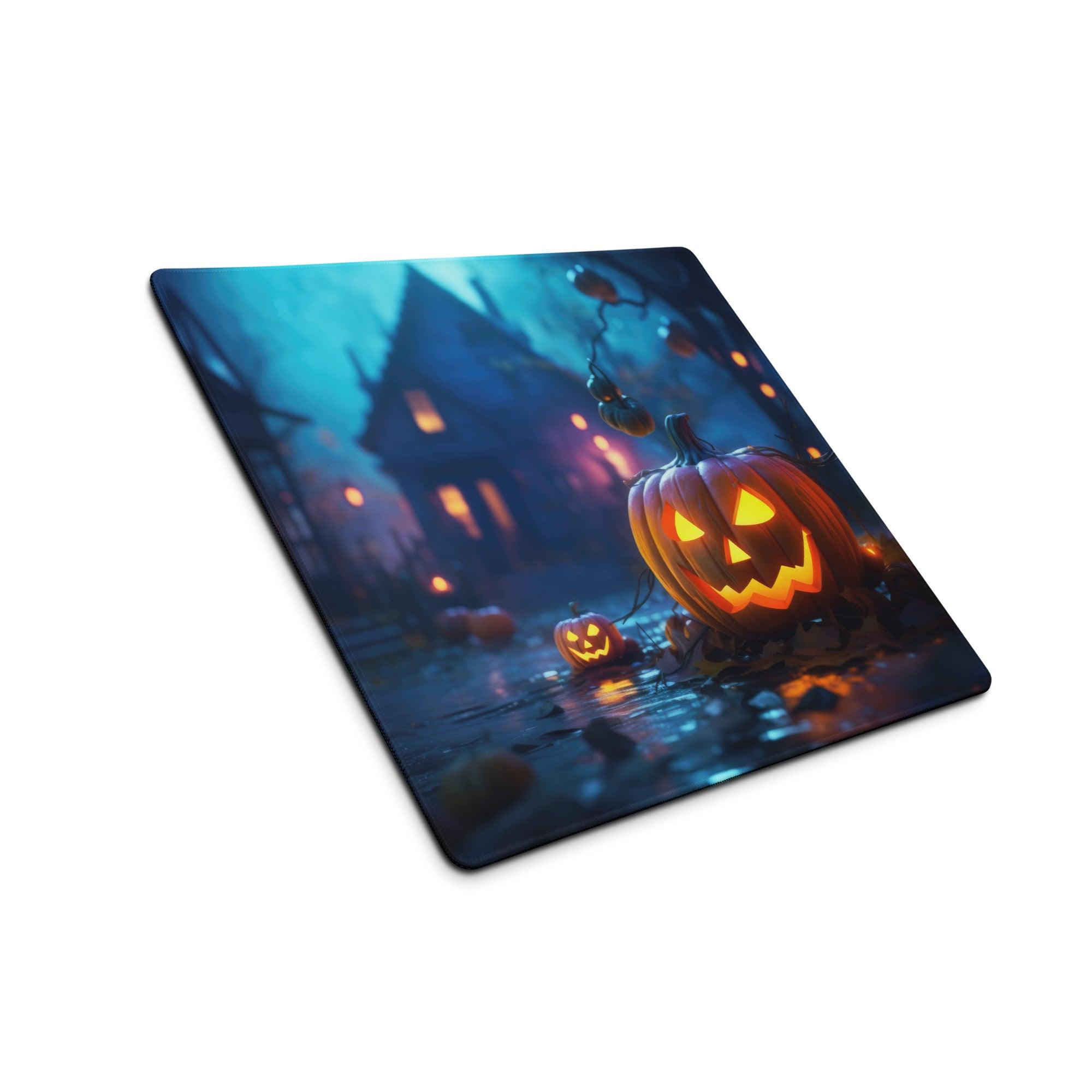 Halloween pumpkin orange glow night scene gaming mouse pad large