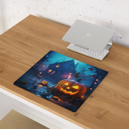 Halloween pumpkin orange glow night scene large gaming mouse pad