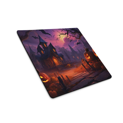 Spooky Halloween haunted house gaming mouse pad with non-slip backing