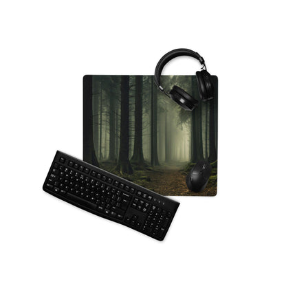 Black matte finish keyboard on Mystic Forest gaming mouse pad