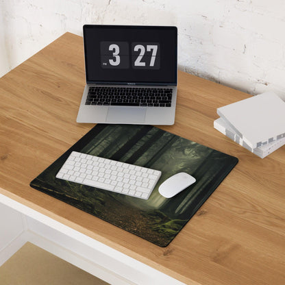 Mystic Forest large gaming mouse pad with dark glossy forest design