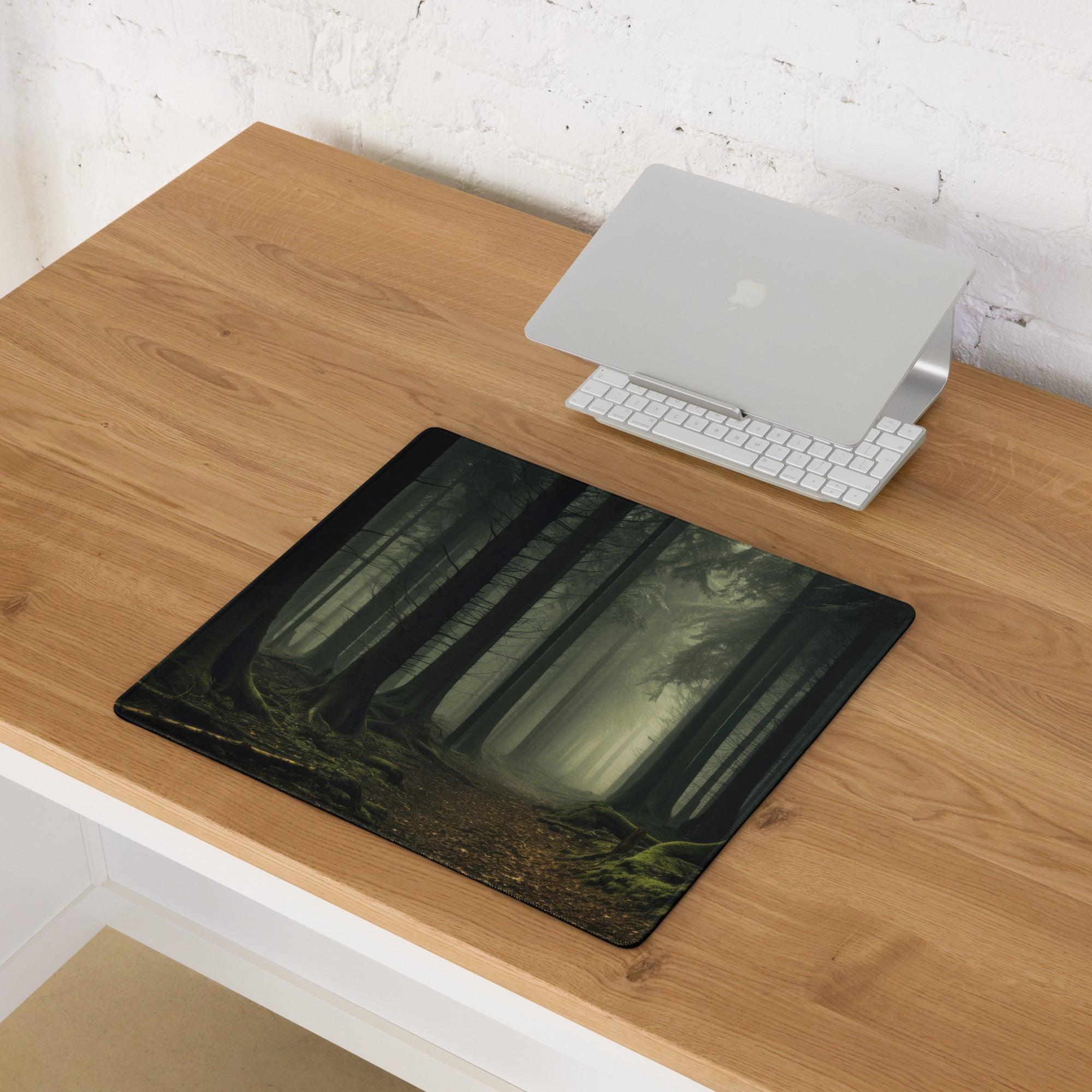 Mystic Forest large gaming mouse pad with dark forest scene