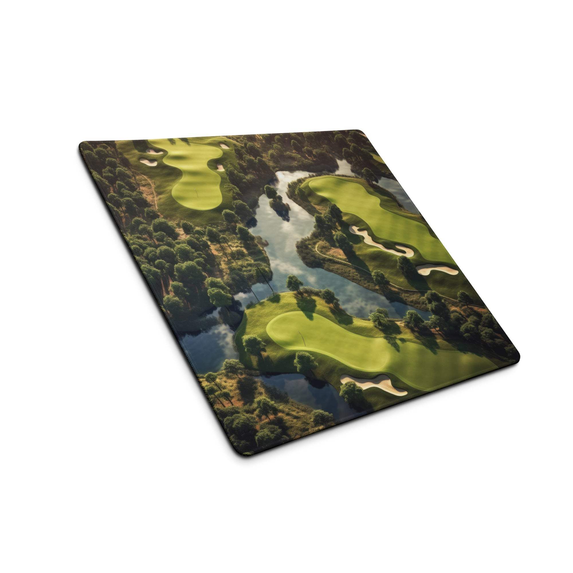 Nature inspired golf course aerial view gaming mouse pad with non-slip base