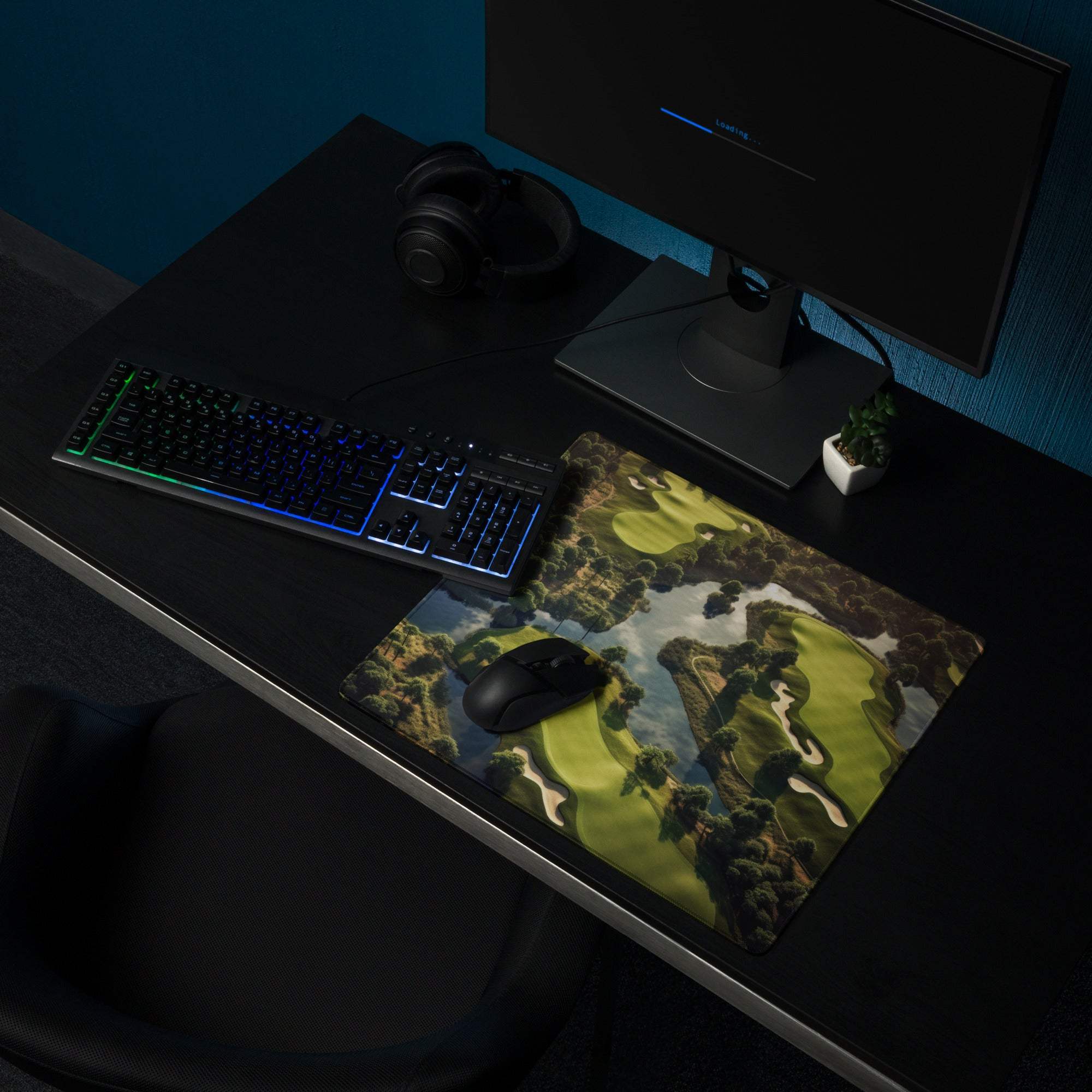 Nature-inspired golf course aerial view gaming mouse pad with non-slip base