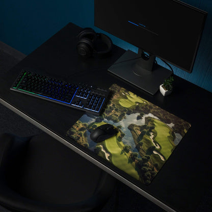 Nature-inspired golf course aerial view gaming mouse pad with non-slip base