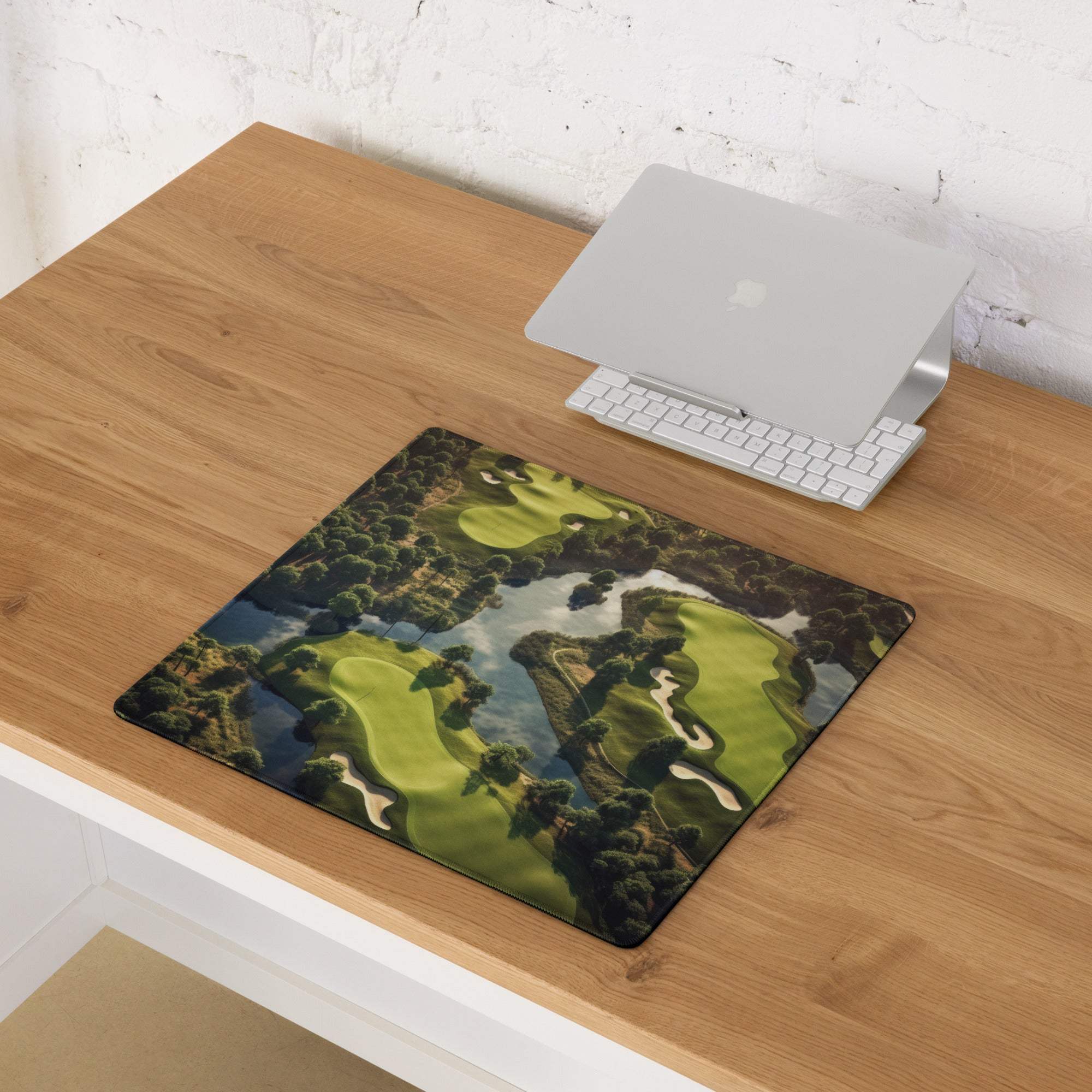 Nature-inspired golf course aerial view gaming mouse pad with non-slip base
