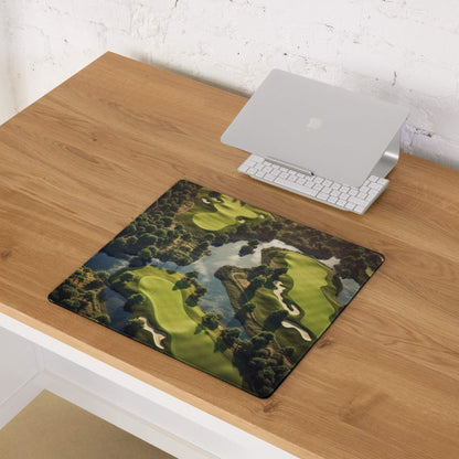 Nature-inspired golf course aerial view gaming mouse pad with non-slip base