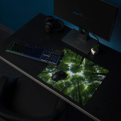 Green forest canopy gaming mouse pad large non-slip with stitched edges