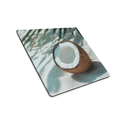 Tropical coconut beach large gaming mouse pad with split coconut design