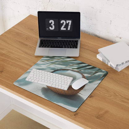 Tropical coconut beach large gaming mouse pad with non-slip base