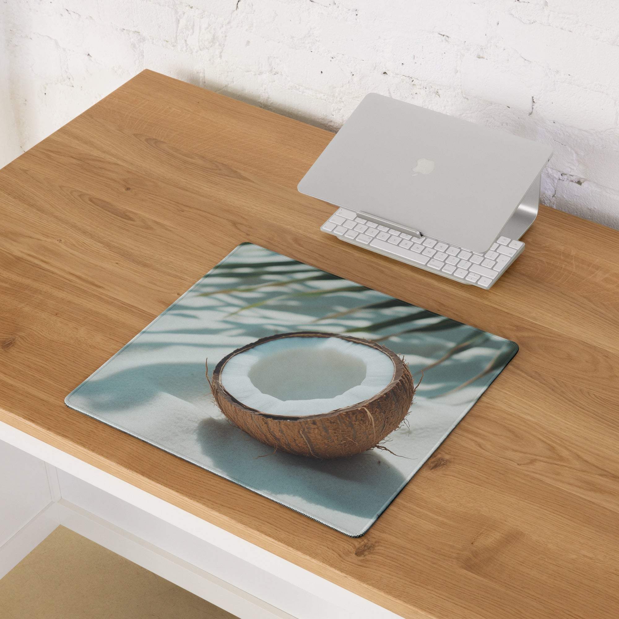 Tropical coconut beach large gaming mouse pad with non-slip base