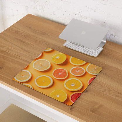 Vibrant orange yellow citrus slice pattern on large gaming mouse pad