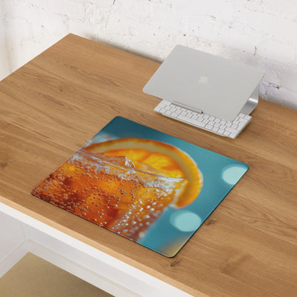 Vibrant orange slice beverage gaming mouse pad with non-slip base