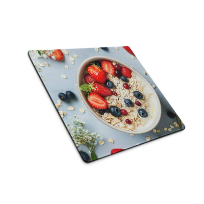 Vibrant oatmeal bowl print on large non-slip gaming mouse pad