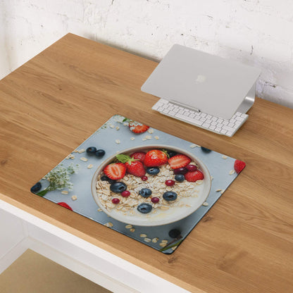 Professional large non-slip gaming mouse pad with strawberries blueberries oats print