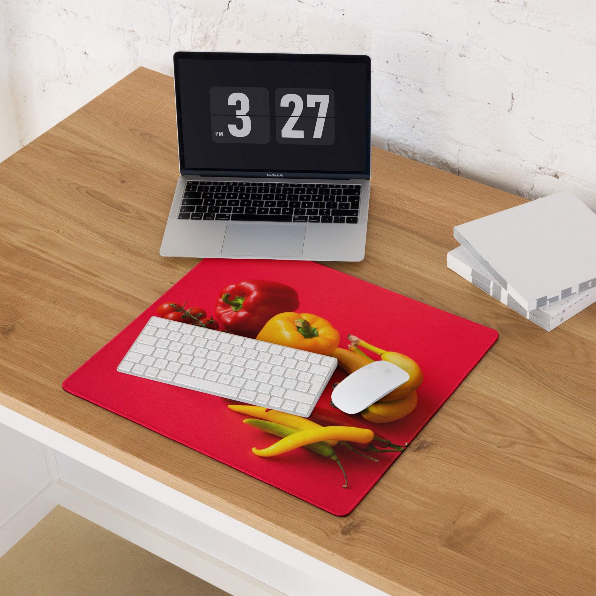 Red bell and chili peppers gaming mousepad with non-slip base