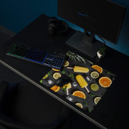 Premium large colorful gaming mouse pad with tropical popsicles oranges limes design
