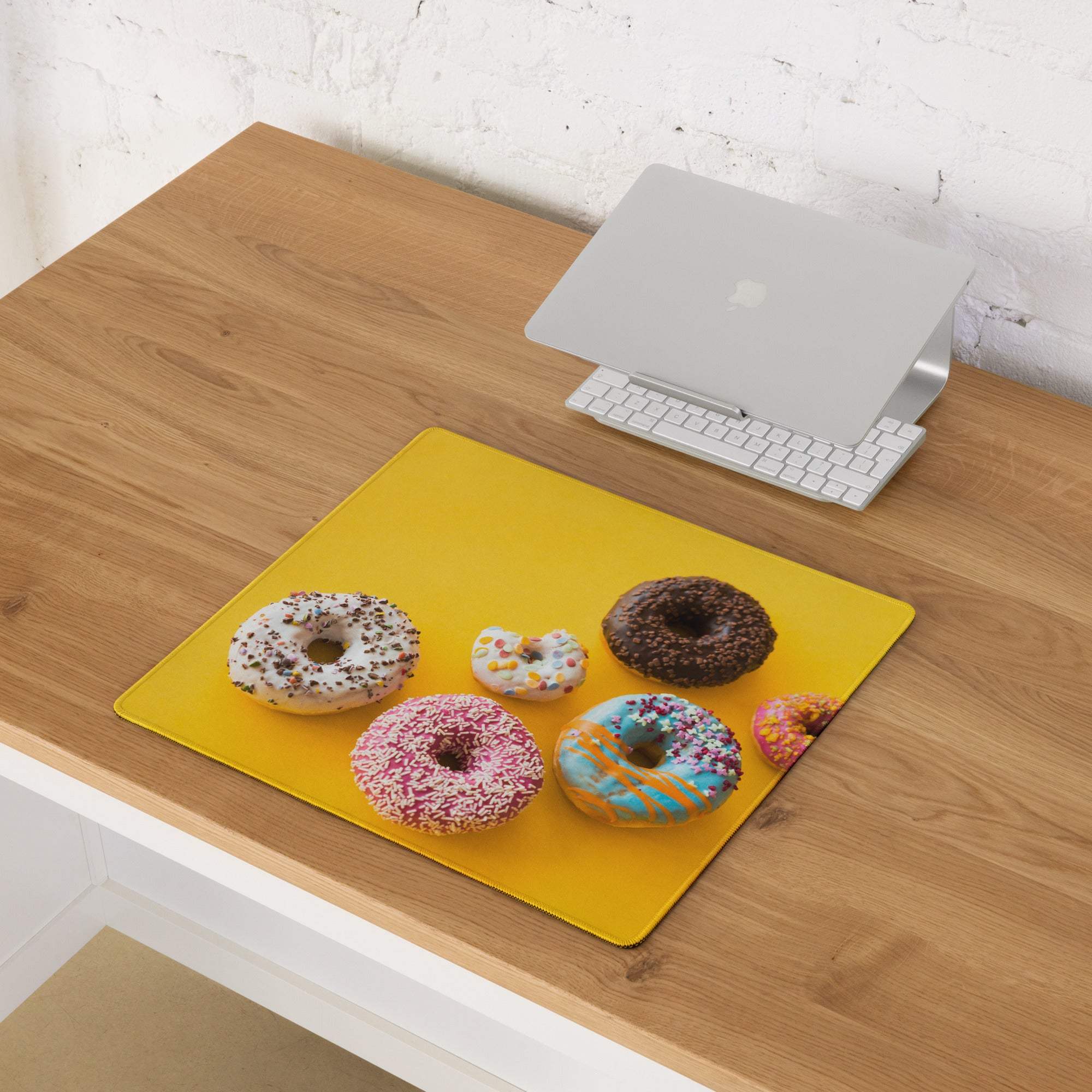 Vibrant yellow donut mouse pad with non-slip base for CSGO Dota gaming
