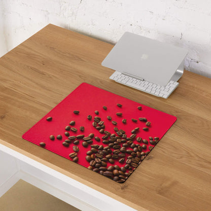 Bold red coffee bean gaming mouse pad with large non-slip surface
