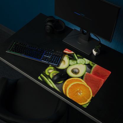 Vibrant fruit gaming mouse pad with sliced avocados kiwis watermelons oranges cucumbers