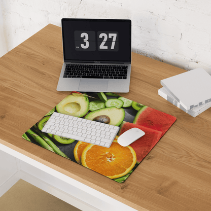 Vibrant avocado lime kiwi watermelon gaming mouse pad with sliced fruits