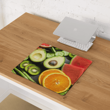 Vibrant fruit gaming mouse pad with sliced avocado kiwi orange watermelon cucumber