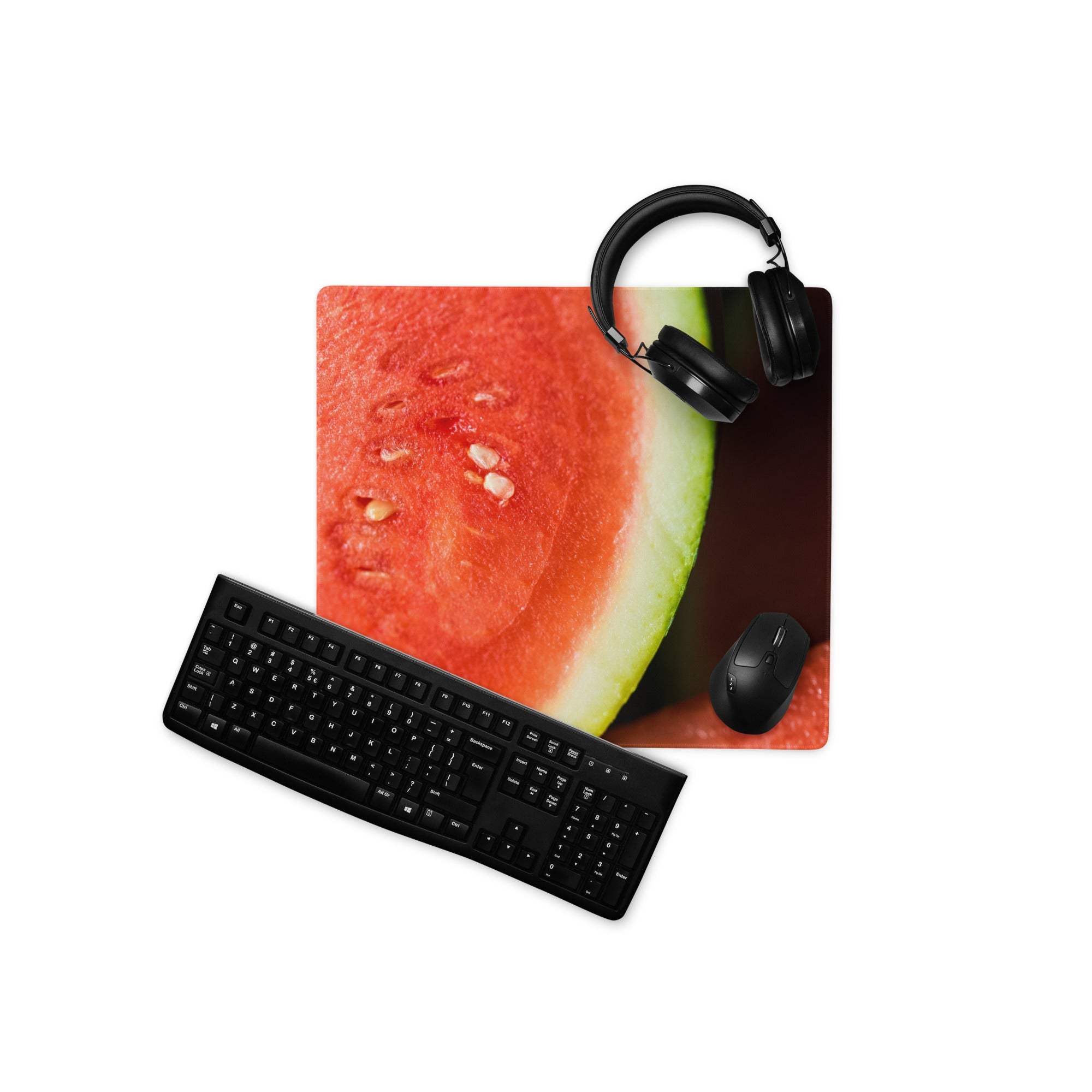 Vibrant watermelon gaming mouse pad large with red flesh green rind design