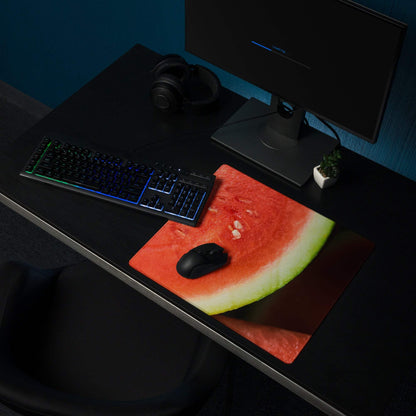 Vibrant red green watermelon slice gaming mouse pad large non-slip stitched