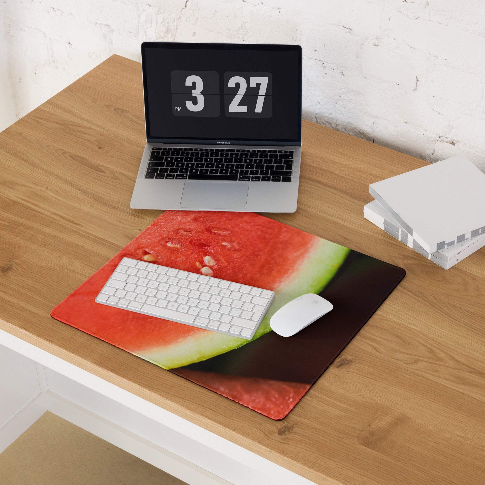 Vibrant watermelon gaming mouse pad large with slice design stitching non-slip base