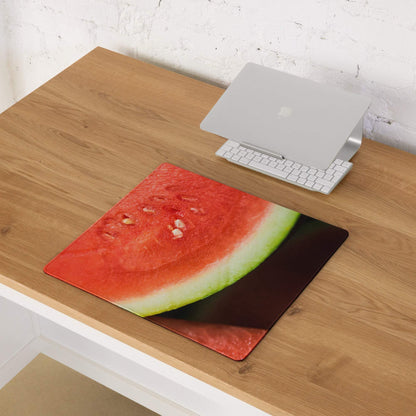 Vibrant red green watermelon slice gaming mouse pad large with stitching non-slip base