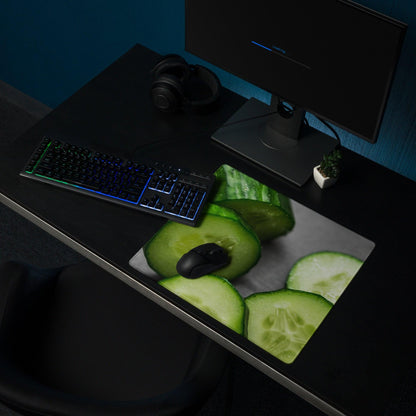 High performance oversized gaming mouse pad with vibrant green cucumber slice design