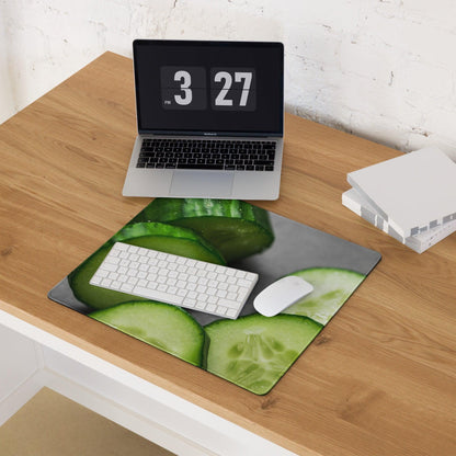 Green cucumber slice patterned oversized gaming mouse pad
