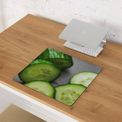 High performance oversized green cucumber themed gaming mouse pad glossy finish