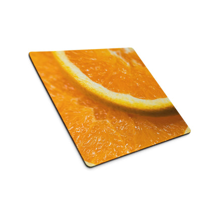 Vibrant orange slice gaming mouse pad with large non-slip surface