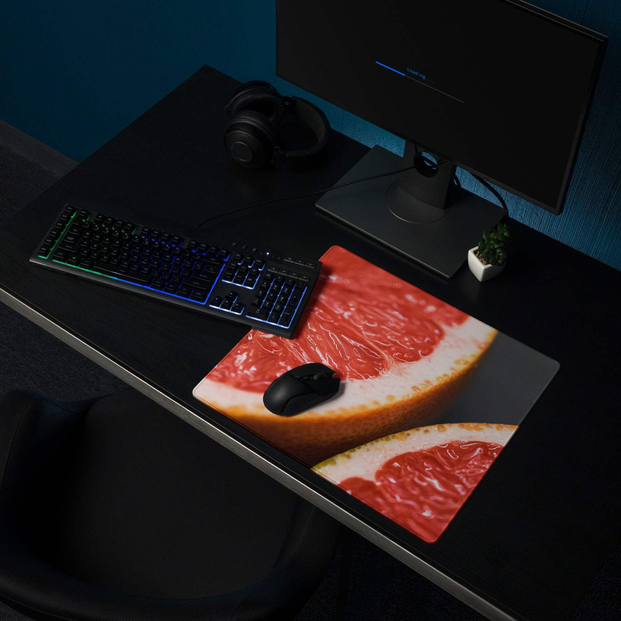 Vibrant grapefruit sliced juicy pink flesh large gaming mouse pad