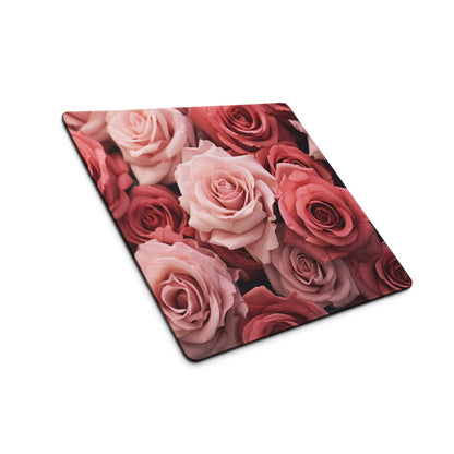 Elegant pink roses large non-slip gaming mouse pad with stitched edges