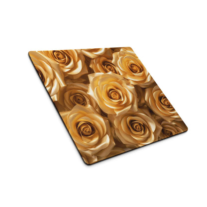 Luxurious golden rose gaming mouse pad with dense high-res print