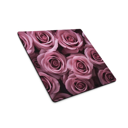 Elegant pink rose floral gaming mouse pad with non-slip base, large size
