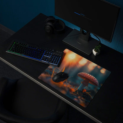 Dreamy sunset red-spotted mushroom gaming mouse pad large non-slip stitched