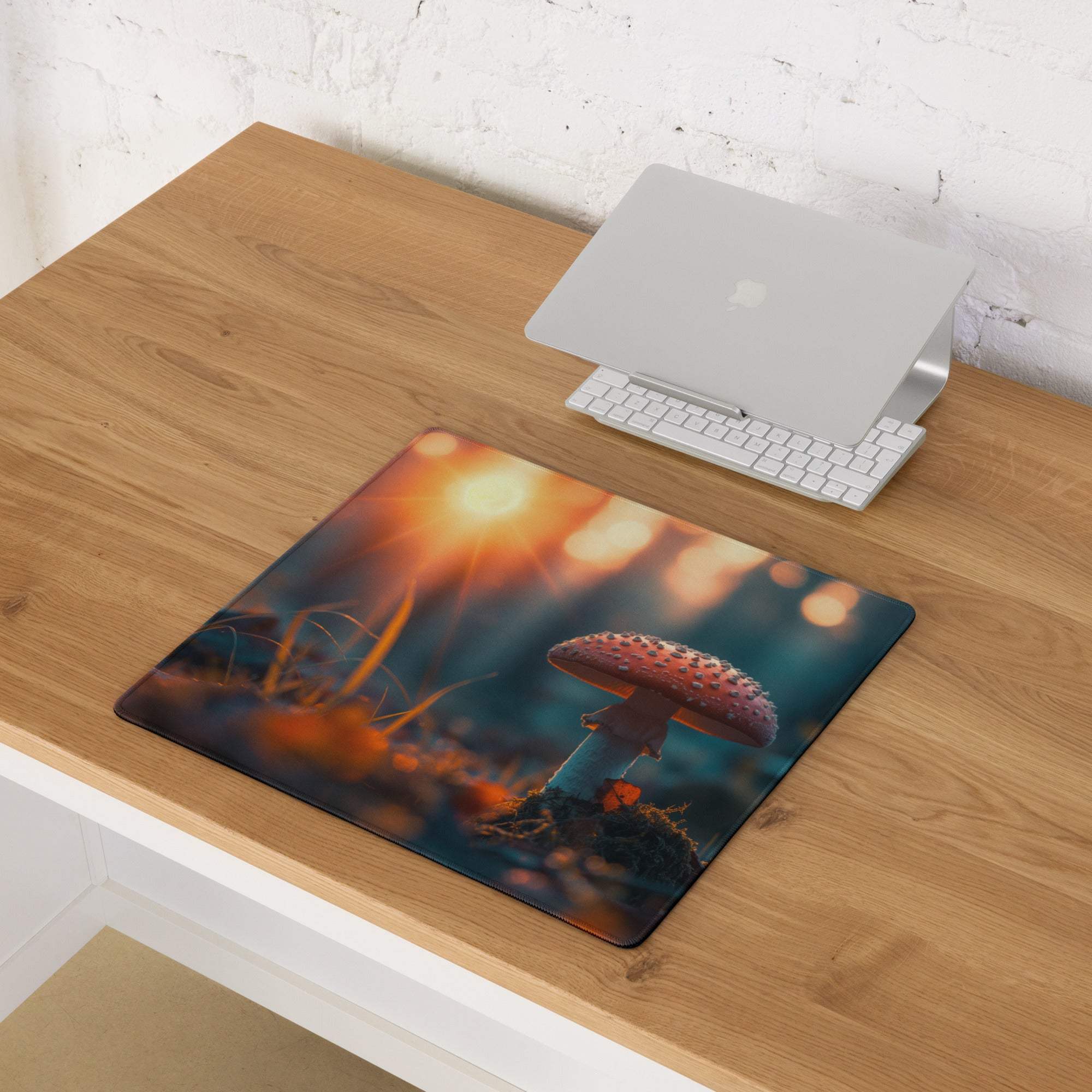 Dreamy sunset red-spotted mushroom gaming mouse pad large non-slip stitched
