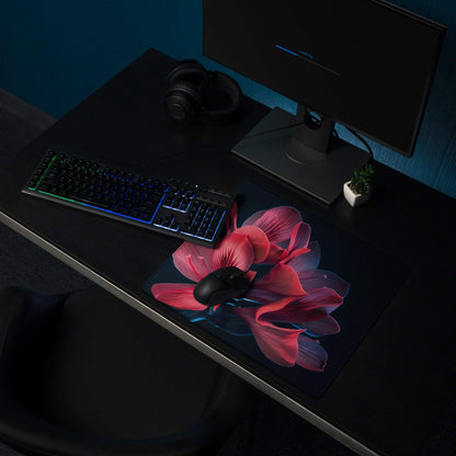 Elegant pink purple floral gaming mouse pad with non-slip backing