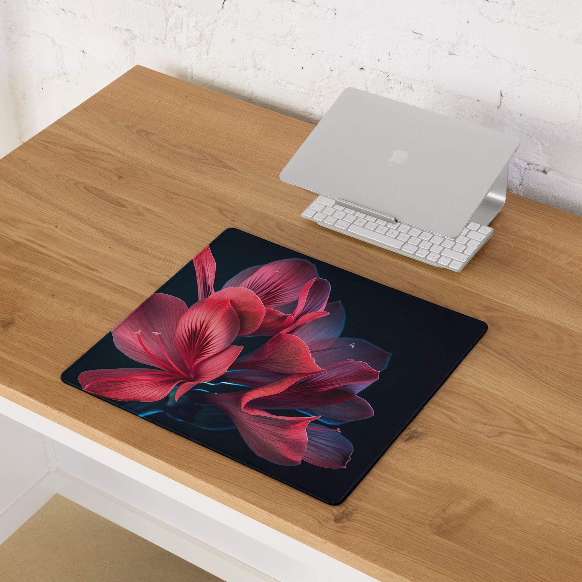 Elegant red floral large gaming mouse pad with non-slip backing for Dota 2 CSGO