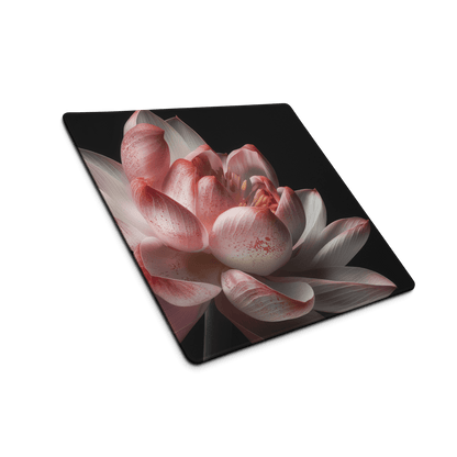 Pink lotus canvas print on large gaming mouse pad with non-slip base